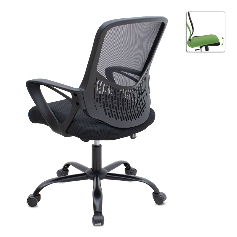 Καρέκλα γραφείου με ύφασμα χρώμα μαύρο 65x65x90/100εκ. 2