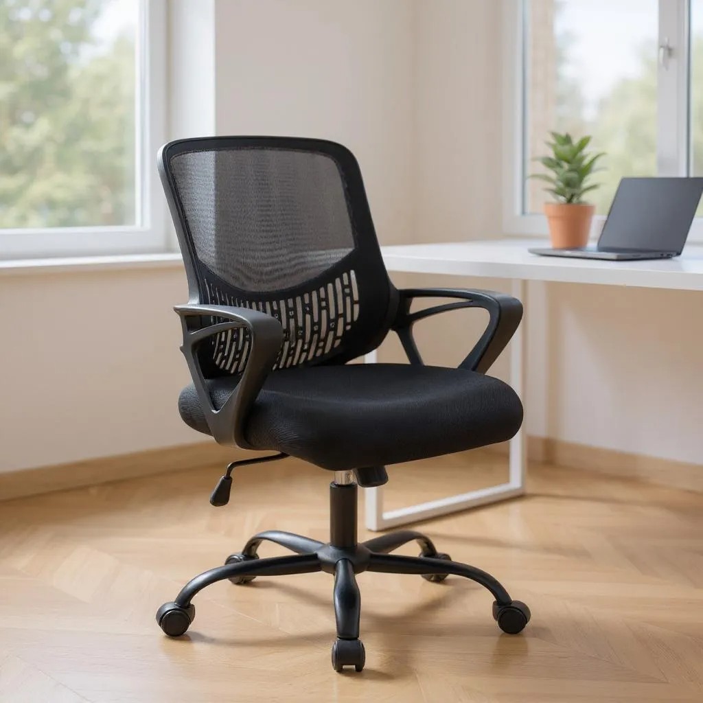 Καρέκλα γραφείου με ύφασμα χρώμα μαύρο 65x65x90/100εκ. 3