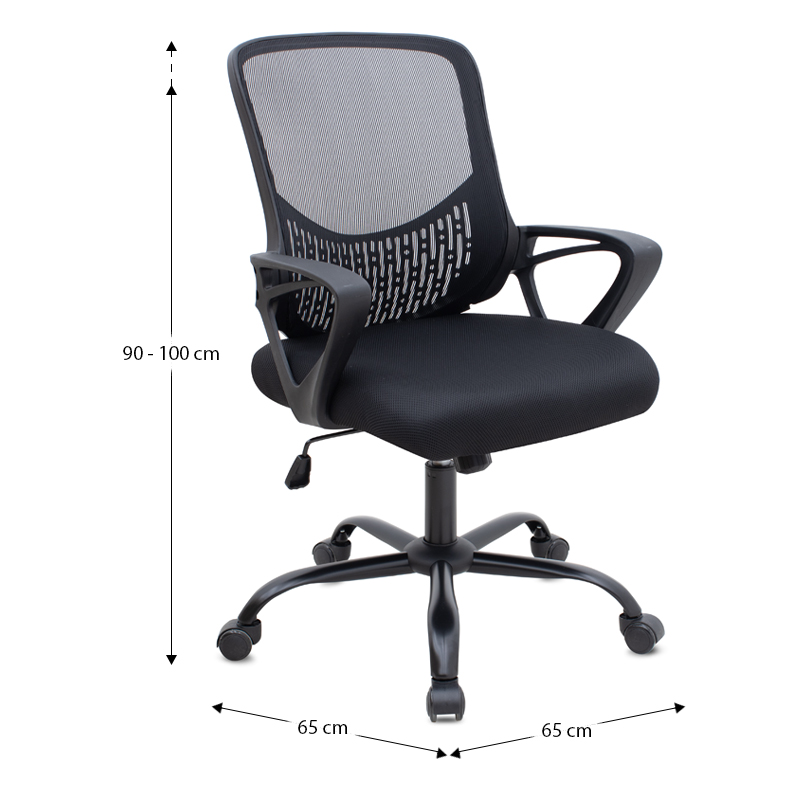 Καρέκλα γραφείου με ύφασμα χρώμα μαύρο 65x65x90/100εκ. 9