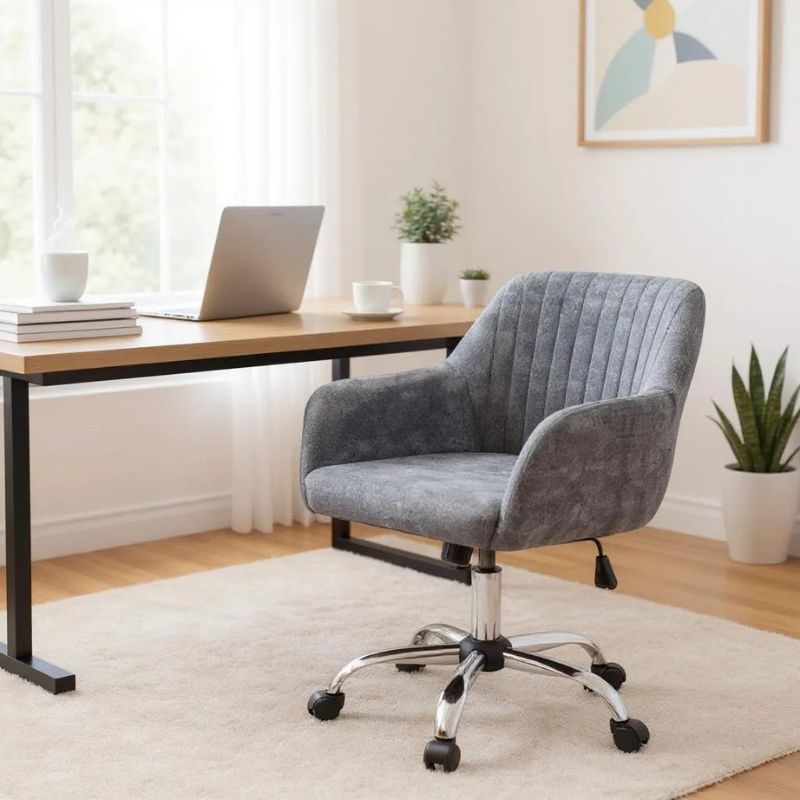 Καρέκλα γραφείου υφασμάτινη χρώμα γκρι 61x61x80/90εκ. 3