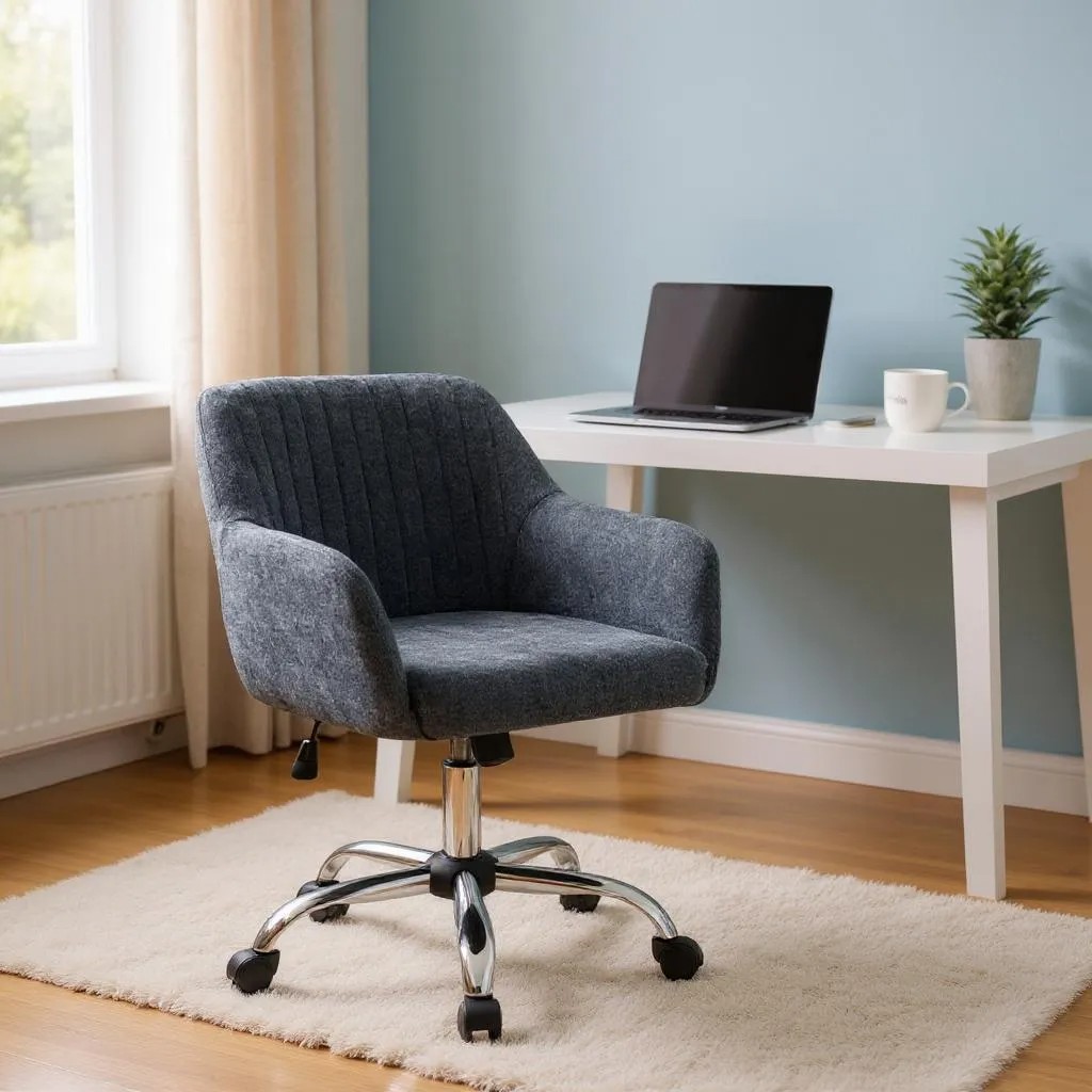 Καρέκλα γραφείου υφασμάτινη χρώμα ανθρακί 61x61x80/90εκ. 3