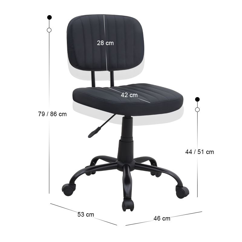 Καρέκλα γραφείου από τεχνόδερμα χρώμα μαύρο 46x53x79/86εκ. 10