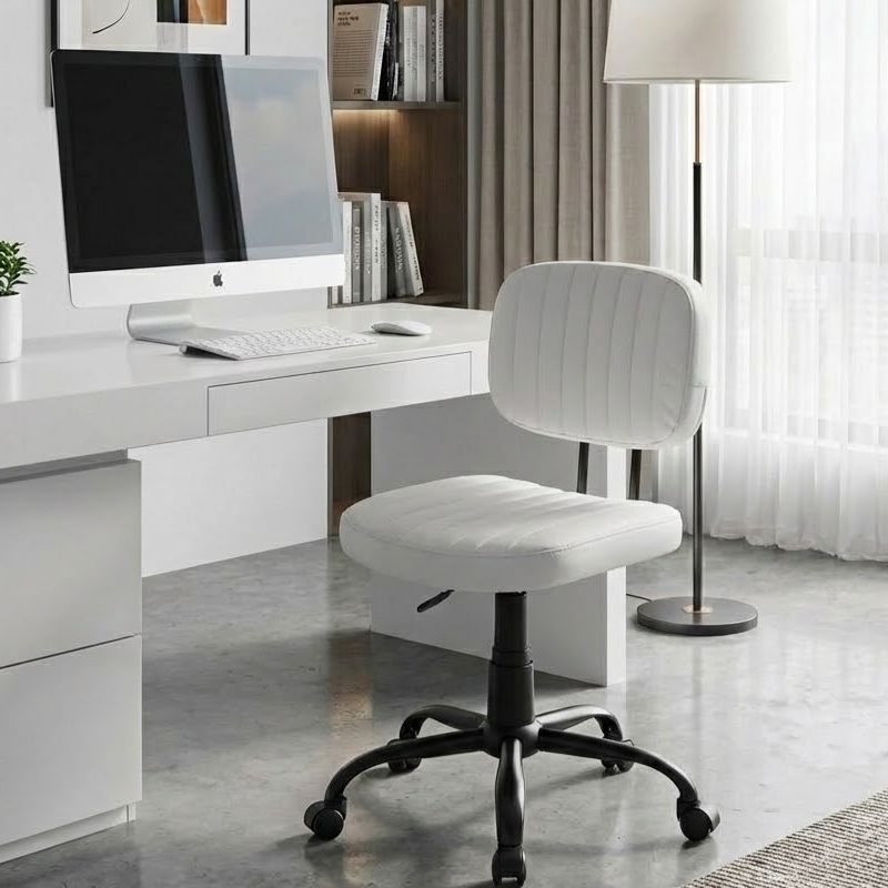 Καρέκλα γραφείου από τεχνόδερμα χρώμα λευκό 46x53x79/86εκ. 2