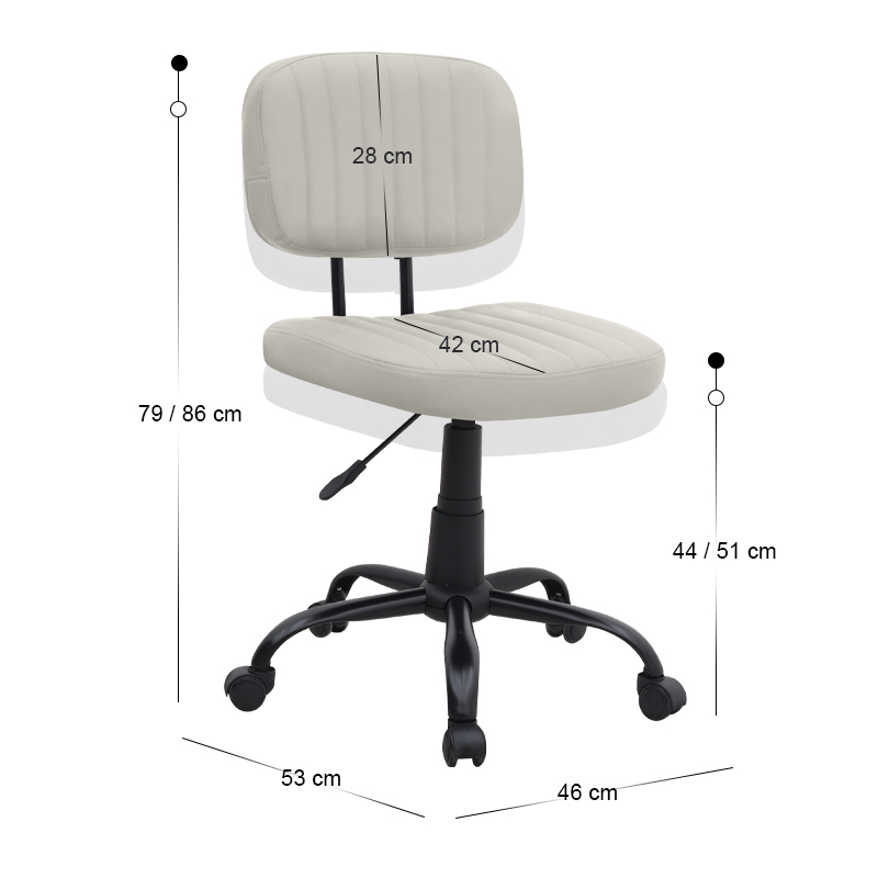 Καρέκλα γραφείου από τεχνόδερμα χρώμα λευκό 46x53x79/86εκ. 10