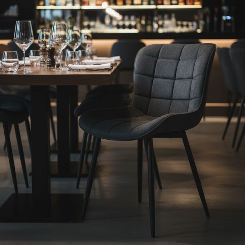 Καρέκλα τραπεζαρίας ανθρακί ύφασμα - μεταλλικό μαύρο πόδι 3