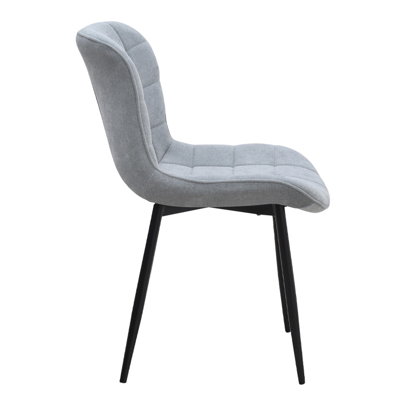 Καρέκλα τραπεζαρίας γκρι ύφασμα - μεταλλικό μαύρο πόδι 6