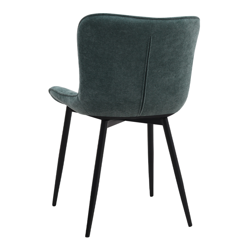 Καρέκλα τραπεζαρίας πράσινο ύφασμα - μεταλλικό μαύρο πόδι 4