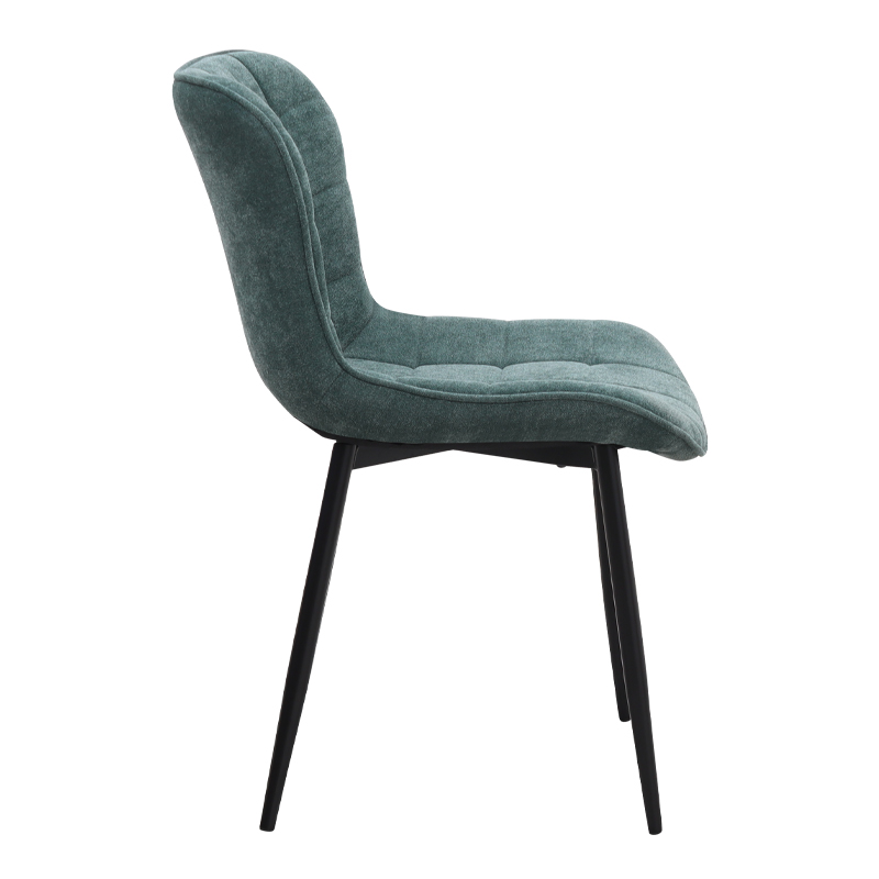 Καρέκλα τραπεζαρίας πράσινο ύφασμα - μεταλλικό μαύρο πόδι 6