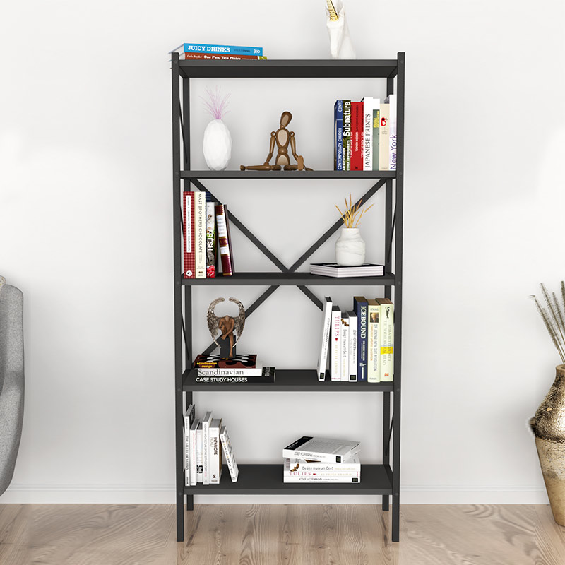Βιβλιοθήκη μεταλλική - μελαμίνης χρώμα ανθρακί 3