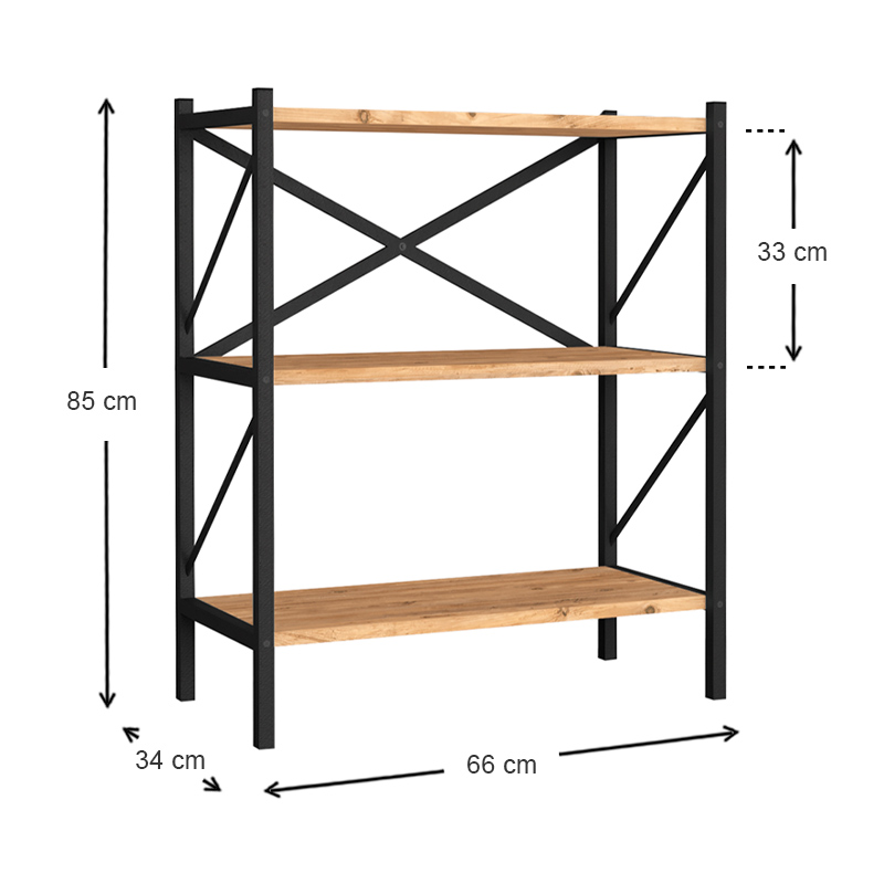 Βιβλιοθήκη μεταλλική - μελαμίνης χρώμα oak 5