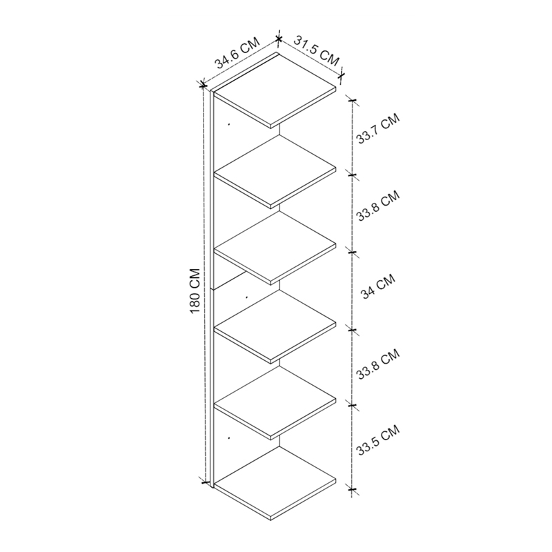 Βιβλιοθήκη - Ραφιέρα τοίχου χρώμα ανθρακί 5