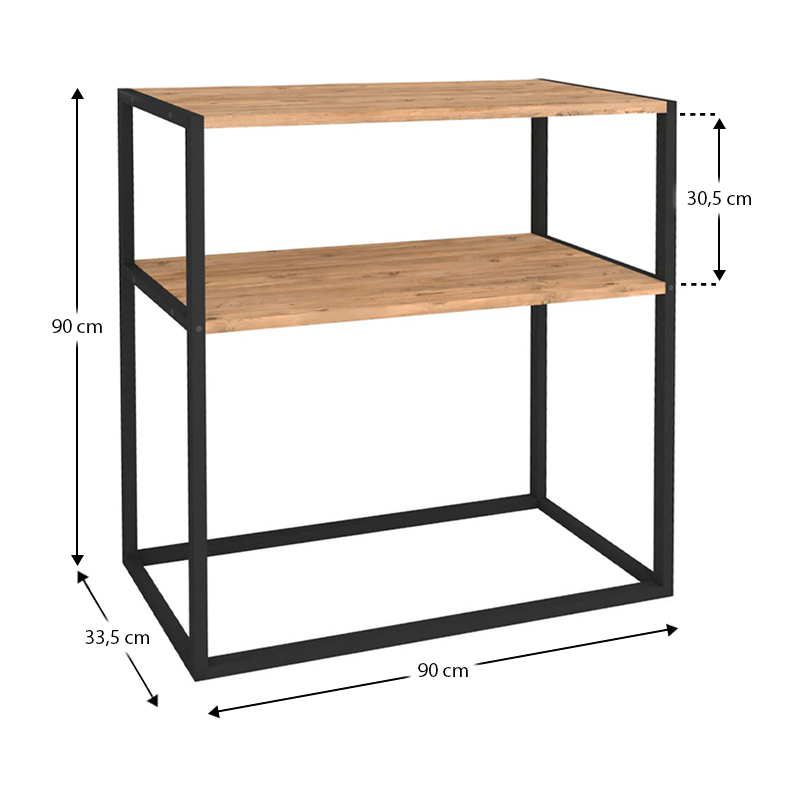 Κονσόλα μεταλλική - μελαμίνης χρώμα μαύρο - oak 5