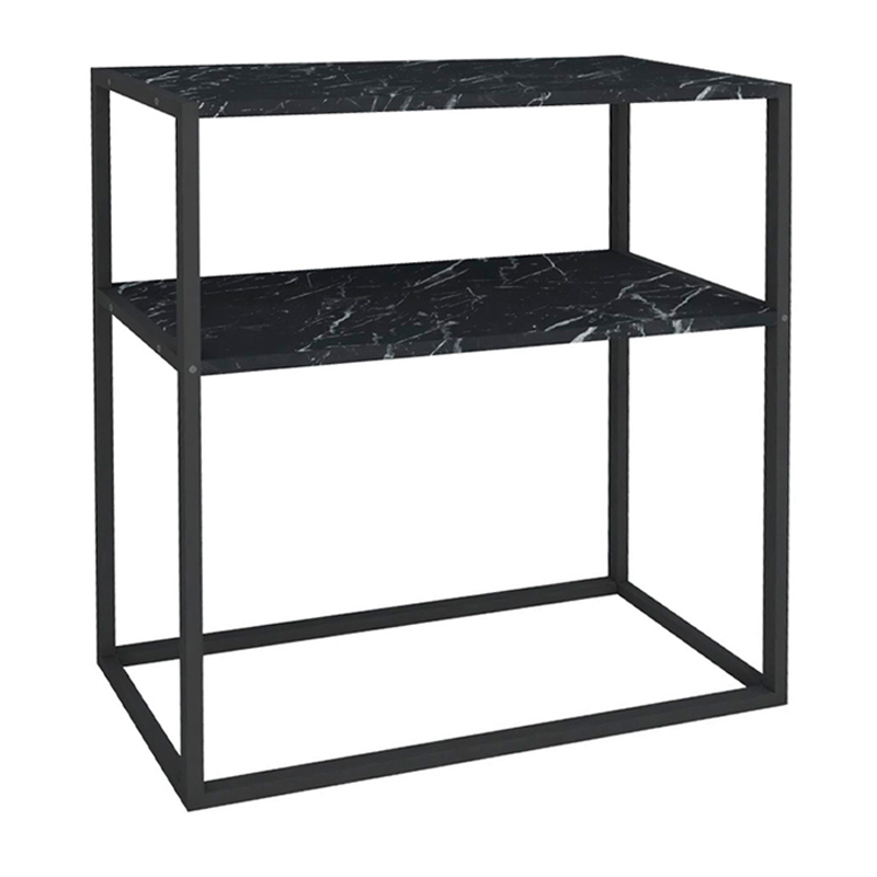 Κονσόλα μεταλλική - μελαμίνης χρώμα μαύρο εφέ μαρμάρου 4