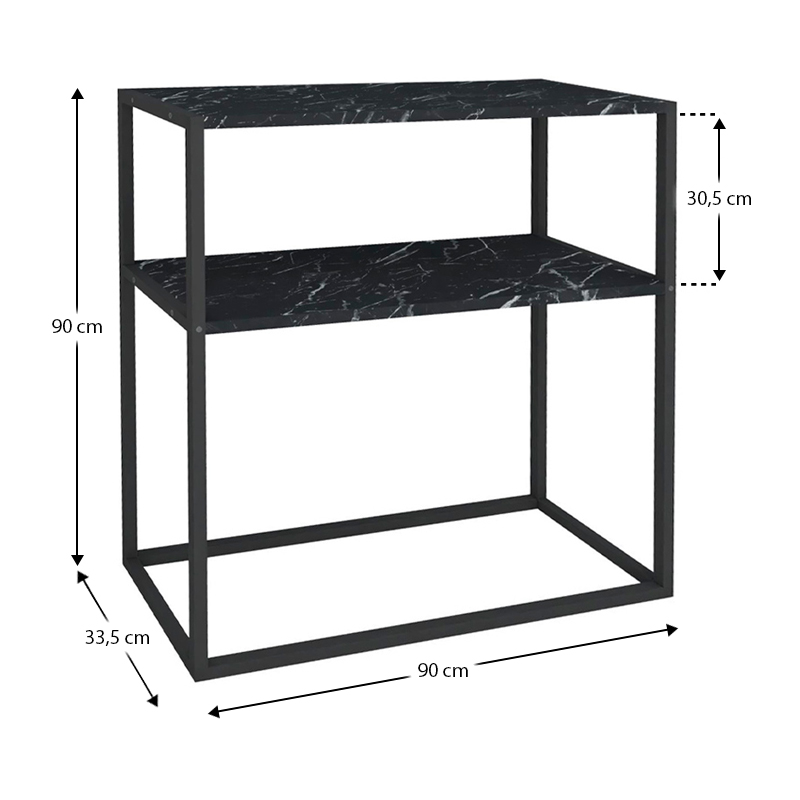 Κονσόλα μεταλλική - μελαμίνης χρώμα μαύρο εφέ μαρμάρου 5