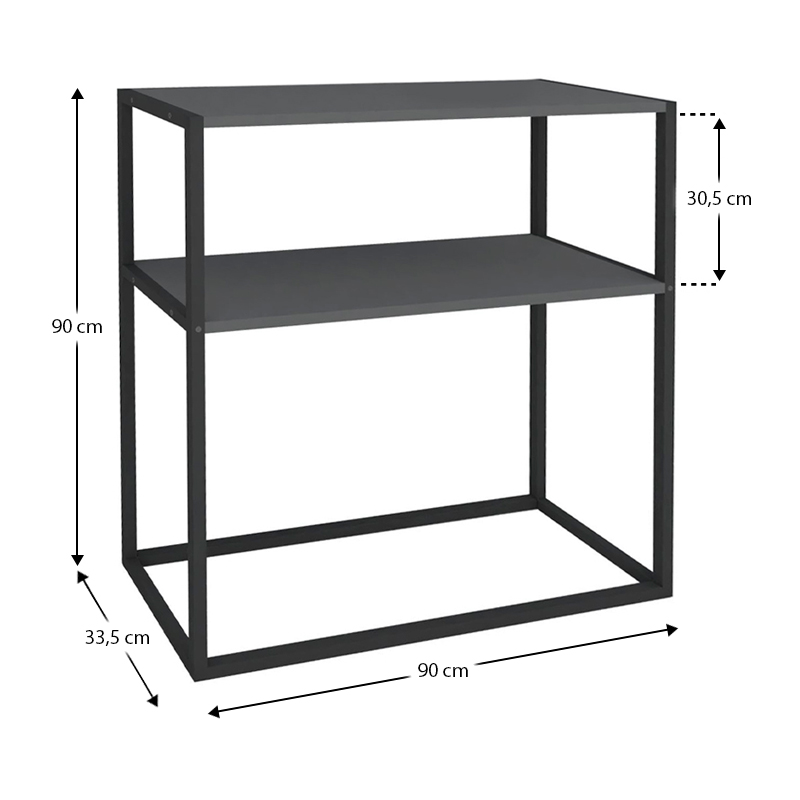 Κονσόλα μεταλλική - μελαμίνης χρώμα μαύρο - ανθρακί 5
