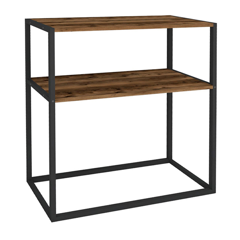 Κονσόλα μεταλλική - μελαμίνης χρώμα μαύρο - καπνιστή καρυδιά 4