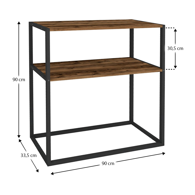 Κονσόλα μεταλλική - μελαμίνης χρώμα μαύρο - καπνιστή καρυδιά 5