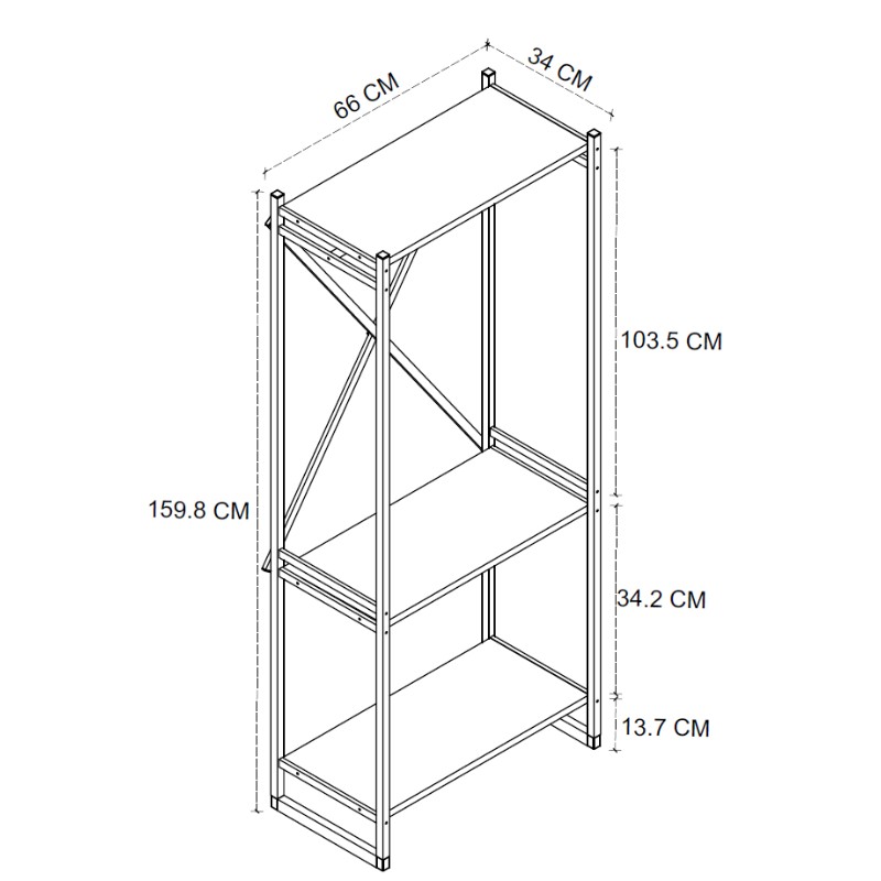 Έπιπλο εισόδου - Κρεμάστρα μεταλλική - μελαμίνης χρώμα μαύρο - oak 6