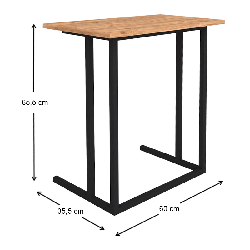 Τραπεζάκι βοηθητικό μεταλλικό - μελαμίνης χρώμα μαύρο - oak 4