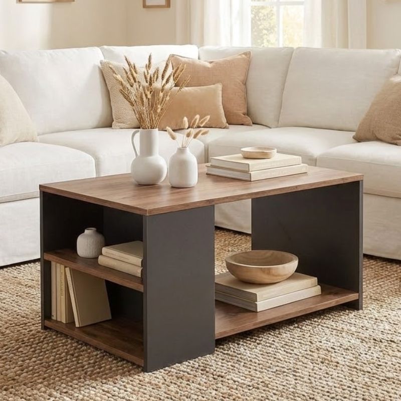 Τραπεζάκι σαλονιού χρώμα oak - ανθρακί