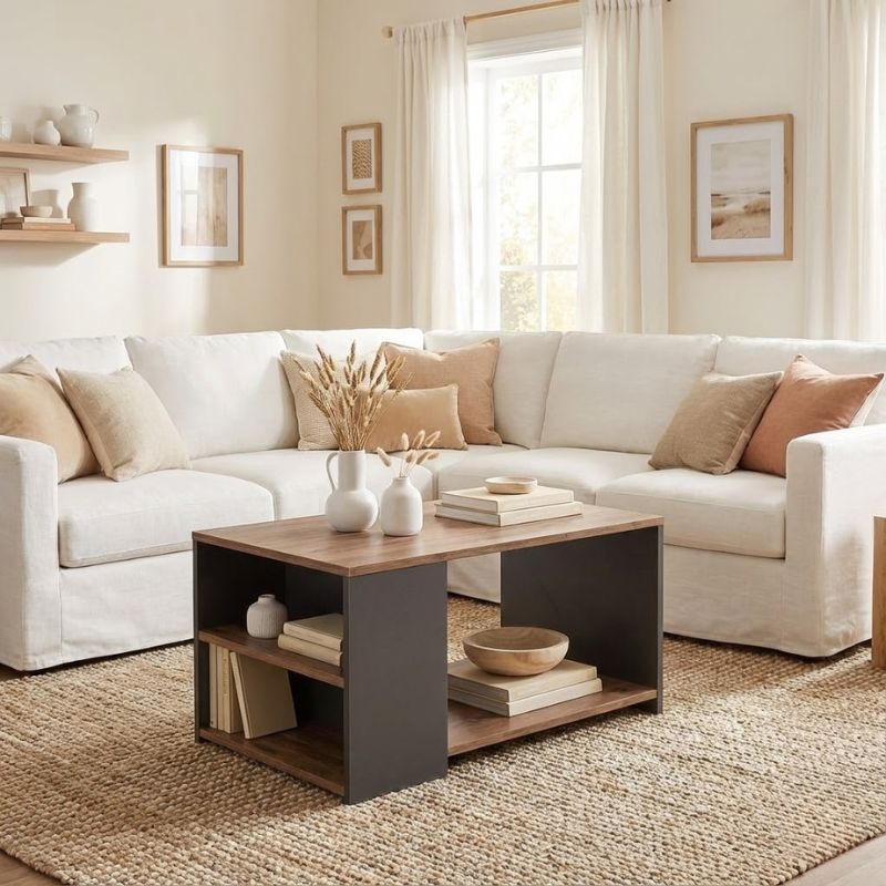 Τραπεζάκι σαλονιού χρώμα oak - ανθρακί 2