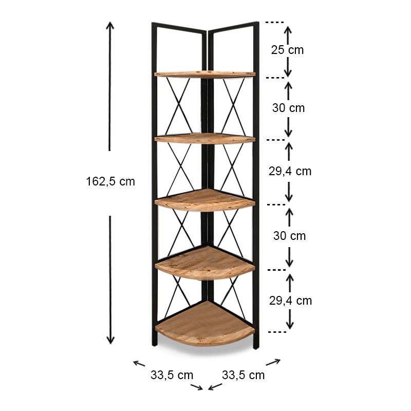 Βιβλιοθήκη γωνιακή χρώμα μαύρο - oak 3