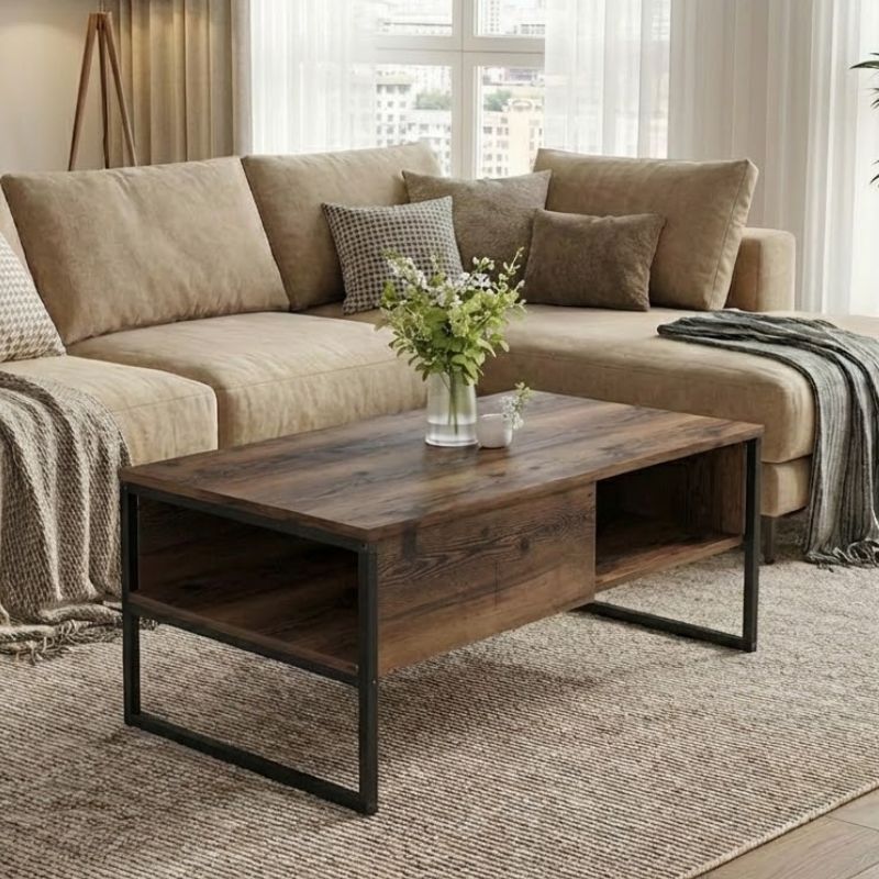 Τραπεζάκι σαλονιού χρώμα καπνιστή καρυδιά