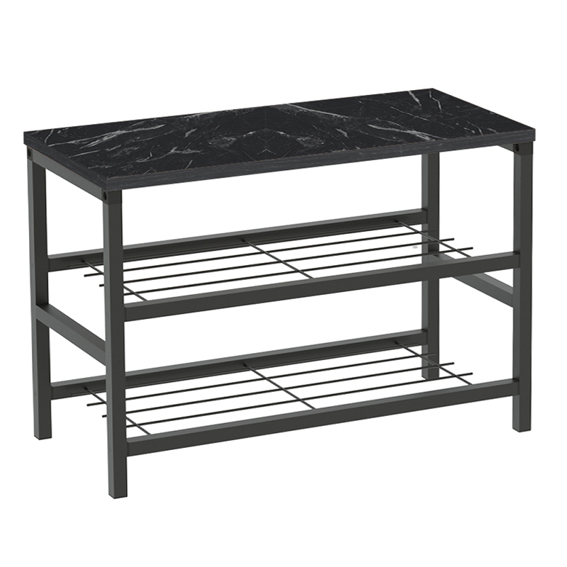 Παπουτσοθήκη 6 ζευγών μεταλλική - μελαμίνης χρώμα μαύρο εφέ μαρμάρου 3