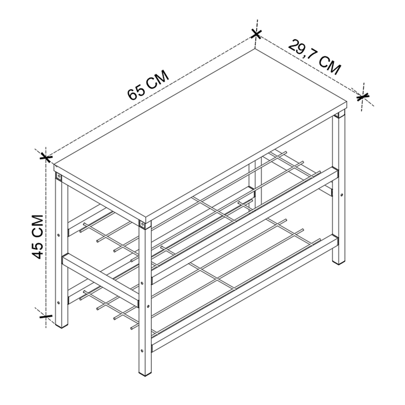Παπουτσοθήκη 6 ζευγών μεταλλική - μελαμίνης χρώμα μαύρο εφέ μαρμάρου 4