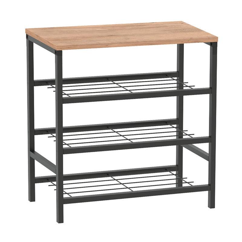 Παπουτσοθήκη 9 ζευγών μεταλλική - μελαμίνης χρώμα μαύρο - oak 3