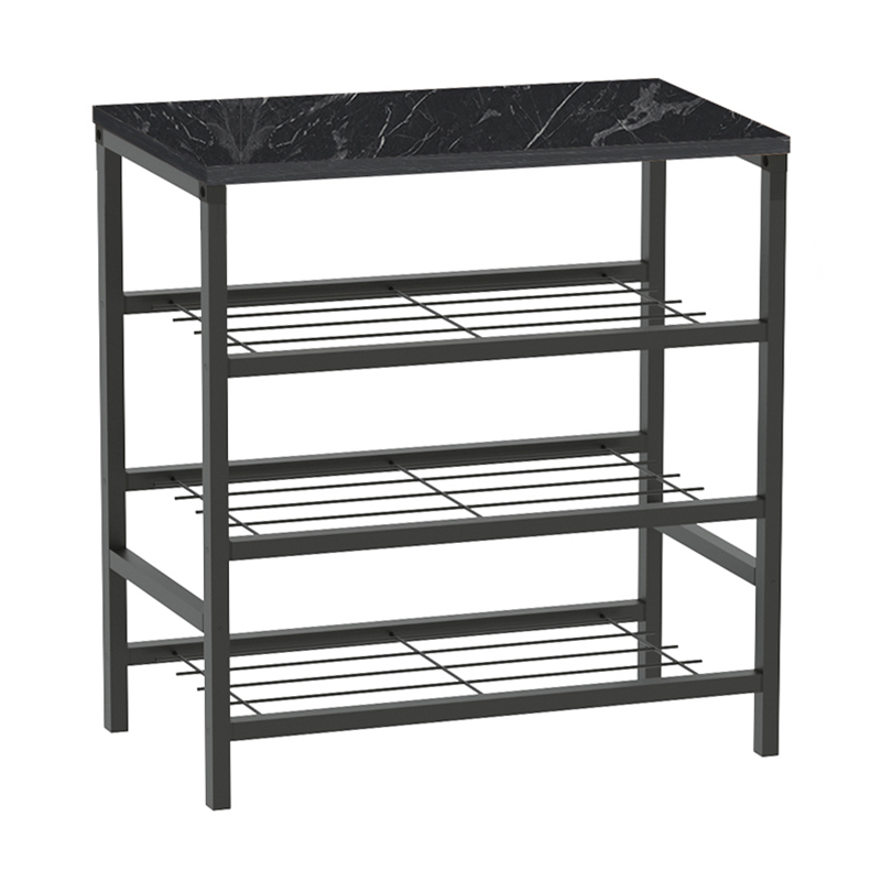 Παπουτσοθήκη 9 ζευγών μεταλλική - μελαμίνης χρώμα μαύρο εφέ μαρμάρου 3