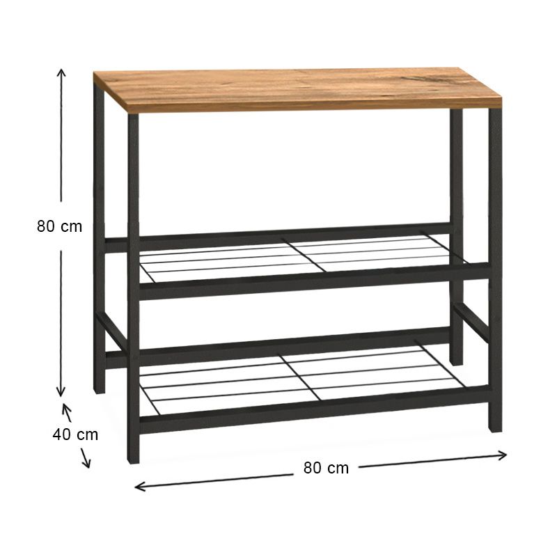 Τραπεζάκι βοηθητικό για φουρνάκι μεταλλικό - μελαμίνης χρώμα μαύρο - oak 3