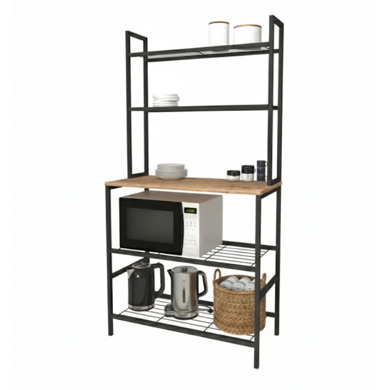 Έπιπλο κουζίνας μεταλλικό - μελαμίνης χρώμα μαύρο - oak 2