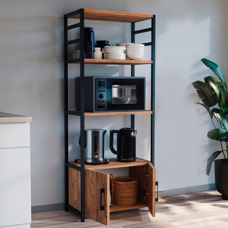 Έπιπλο κουζίνας μεταλλικό - μελαμίνης χρώμα μαύρο - oak 2