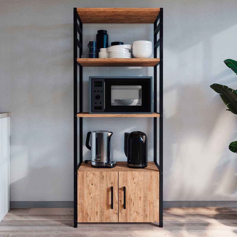 Έπιπλο κουζίνας μεταλλικό - μελαμίνης χρώμα μαύρο - oak 3