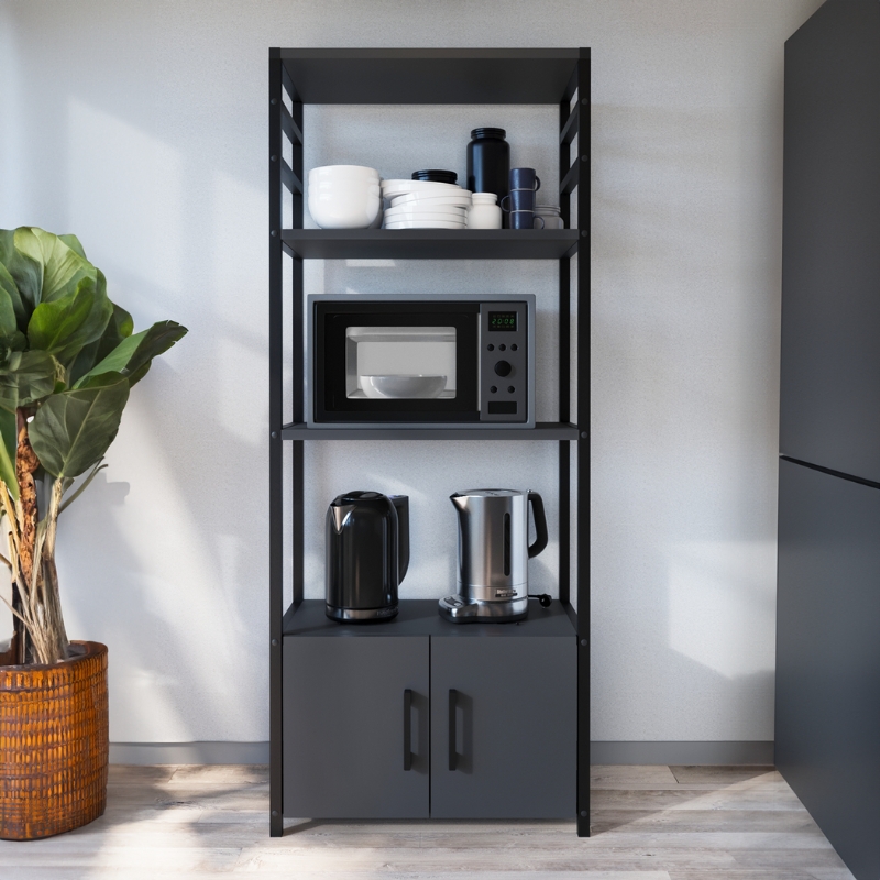 Έπιπλο κουζίνας μεταλλικό - μελαμίνης χρώμα ανθρακί 3