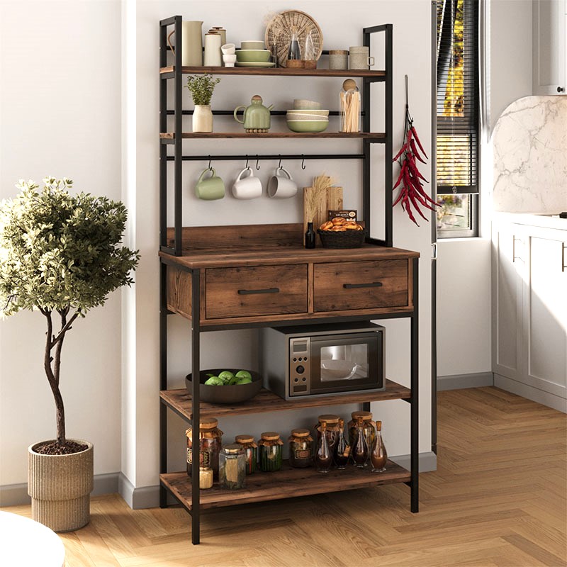 Έπιπλο κουζίνας μεταλλικό - μελαμίνης χρώμα μαύρο - καπνιστή καρυδιά