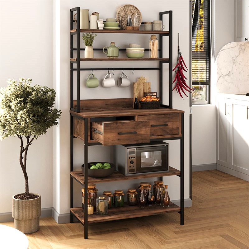 Έπιπλο κουζίνας μεταλλικό - μελαμίνης χρώμα μαύρο - καπνιστή καρυδιά 2