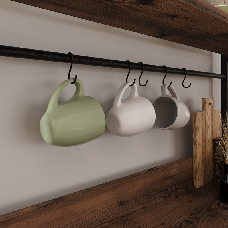 Έπιπλο κουζίνας μεταλλικό - μελαμίνης χρώμα μαύρο - καπνιστή καρυδιά 3