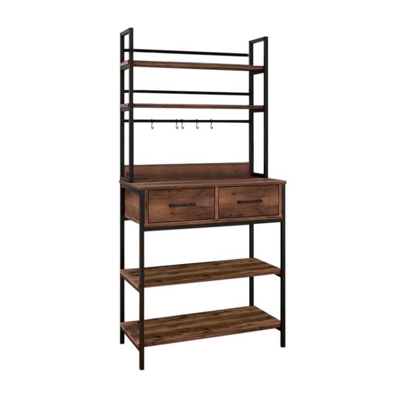 Έπιπλο κουζίνας μεταλλικό - μελαμίνης χρώμα μαύρο - καπνιστή καρυδιά 4