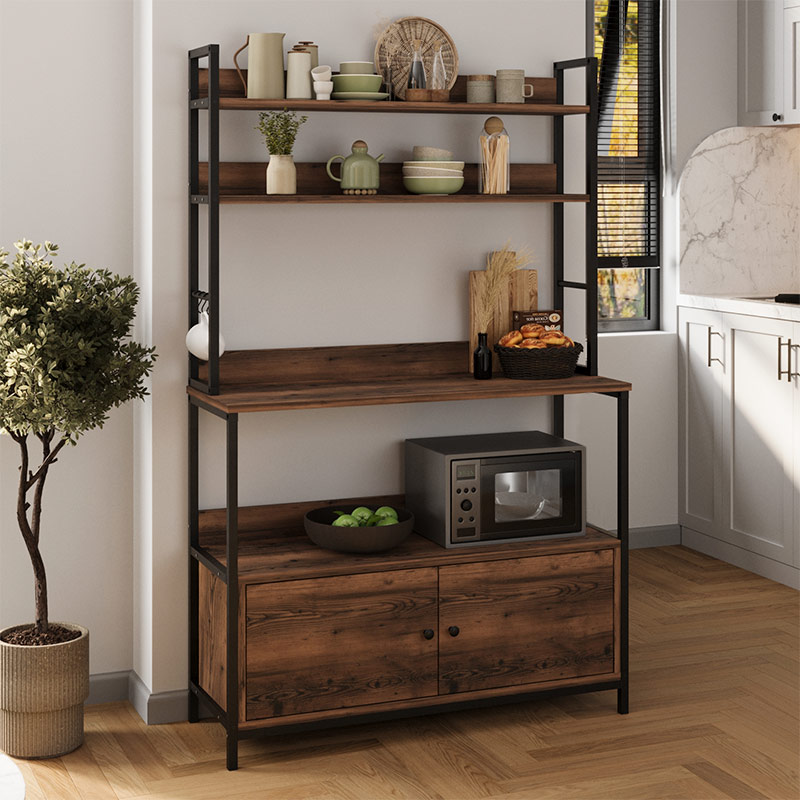 Έπιπλο κουζίνας μεταλλικό - μελαμίνης χρώμα μαύρο - καπνιστή καρυδιά