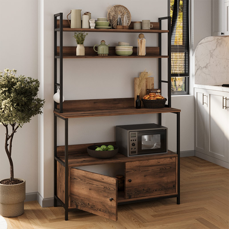 Έπιπλο κουζίνας μεταλλικό - μελαμίνης χρώμα μαύρο - καπνιστή καρυδιά 2