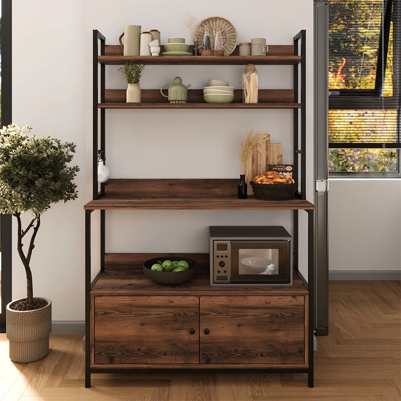 Έπιπλο κουζίνας μεταλλικό - μελαμίνης χρώμα μαύρο - καπνιστή καρυδιά 3