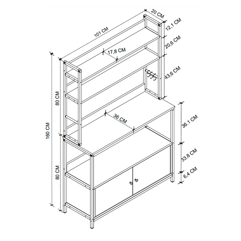 Έπιπλο κουζίνας μεταλλικό - μελαμίνης χρώμα μαύρο - καπνιστή καρυδιά 5