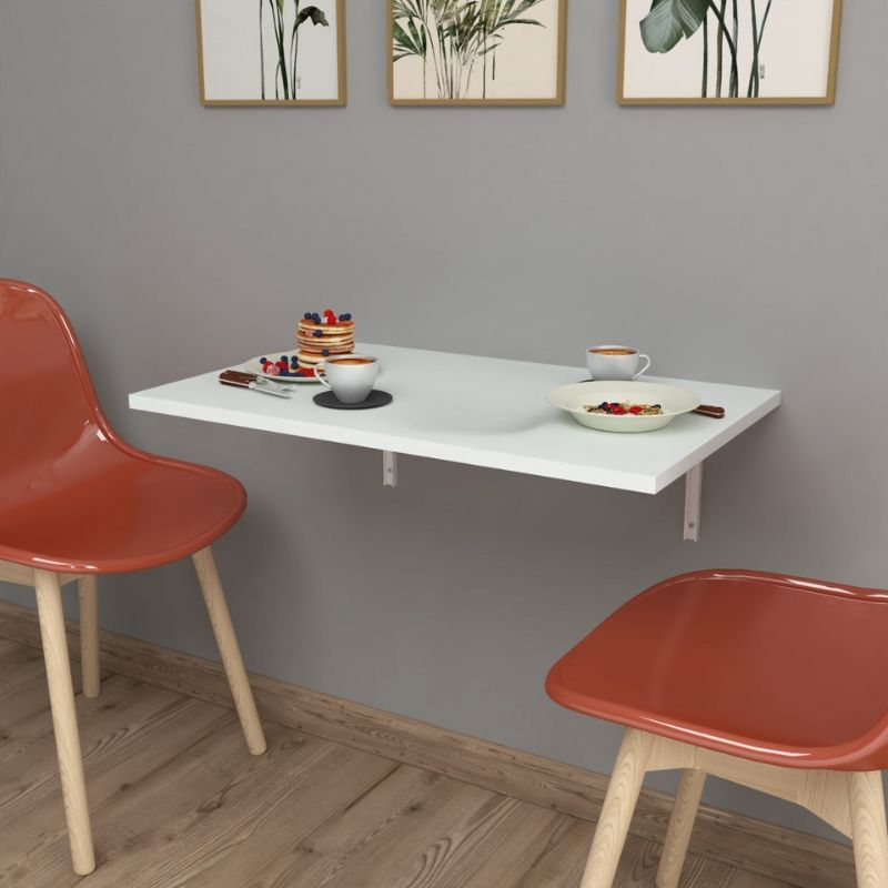 Τραπέζι κουζίνας - Γραφείο επιτοίχιο πτυσσόμενο χρώμα λευκό 72x45εκ.