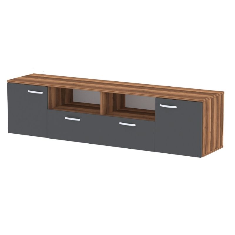 Έπιπλο τηλεόρασης χρώμα καρυδί - ανθρακί 4