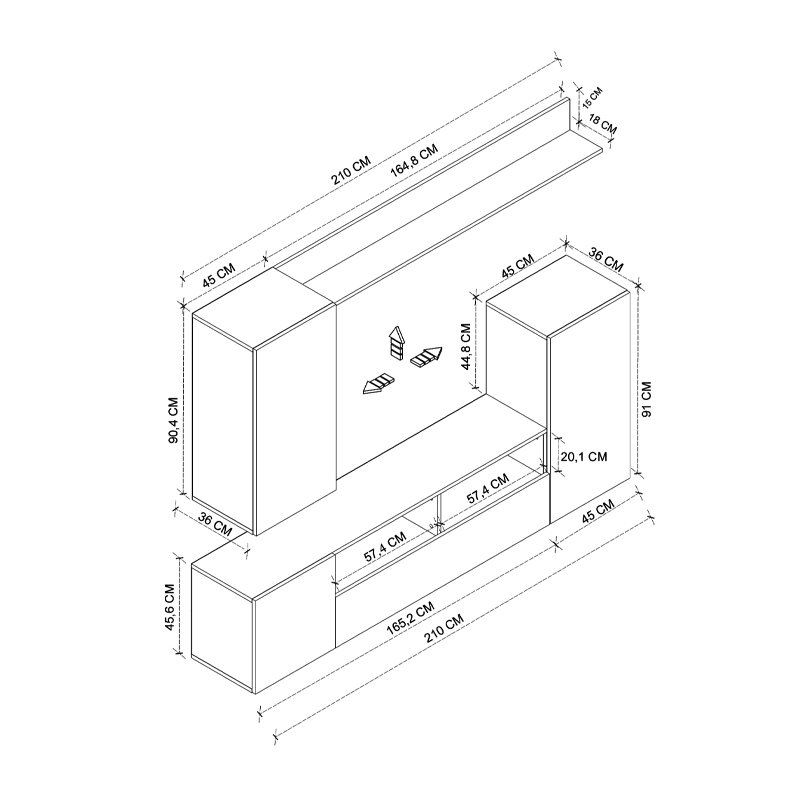 Σύνθεση τηλεόρασης χρώμα λευκό 5