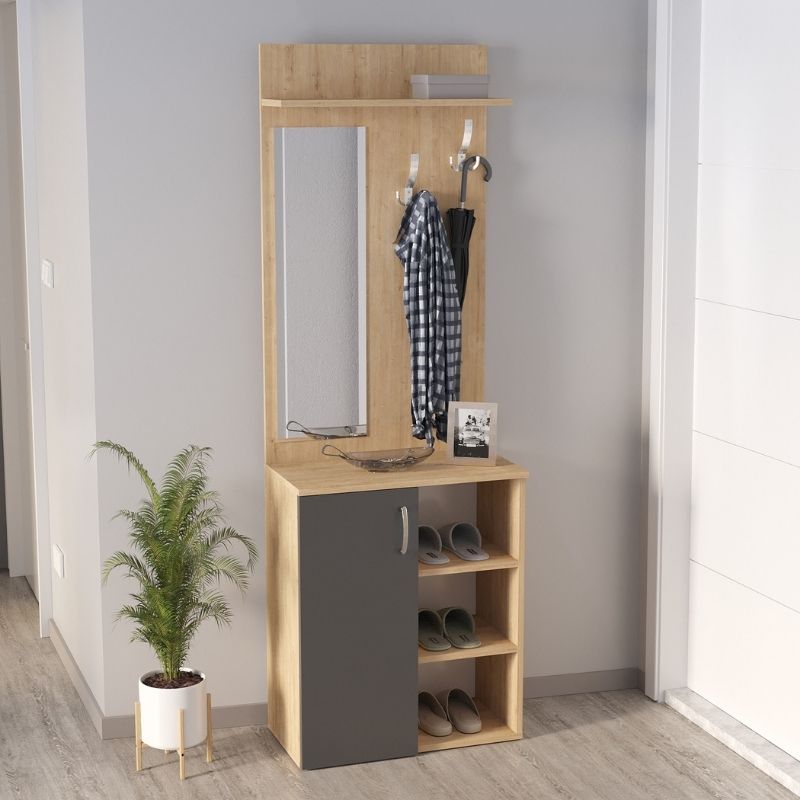 Έπιπλο εισόδου χρώμα oak - ανθρακί