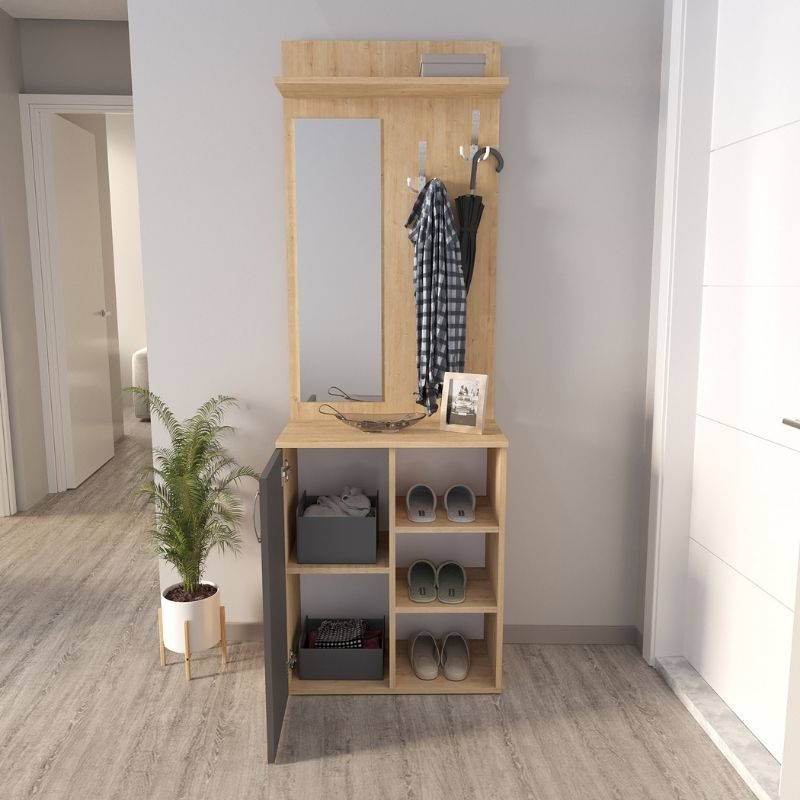 Έπιπλο εισόδου χρώμα oak - ανθρακί 2