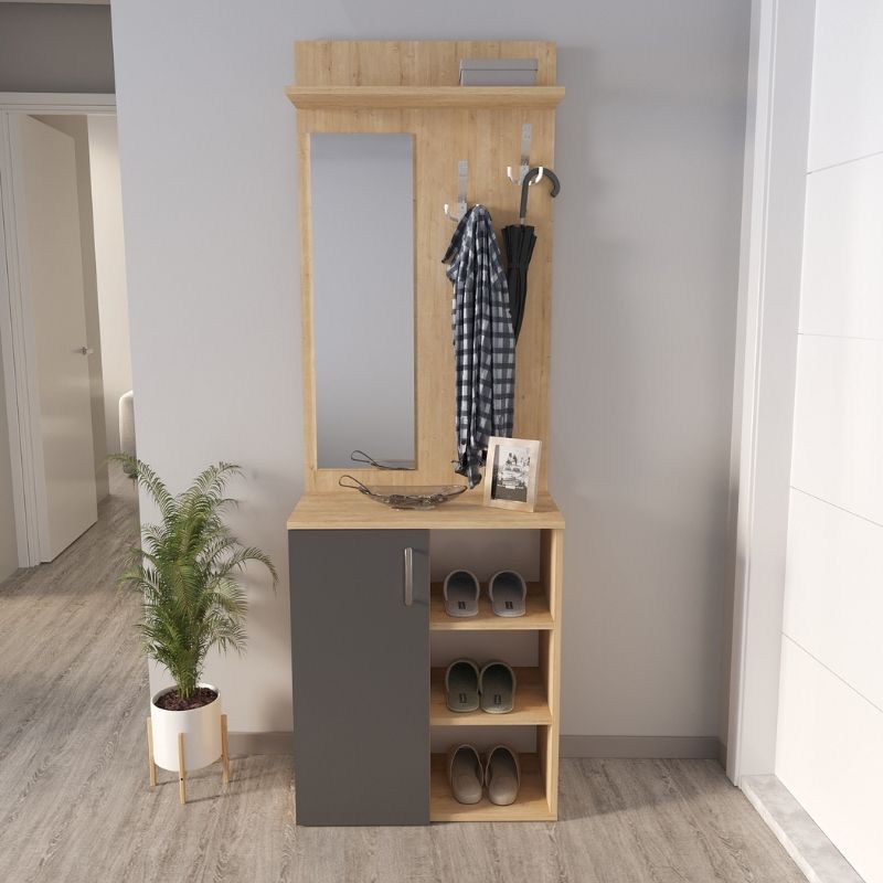 Έπιπλο εισόδου χρώμα oak - ανθρακί 3